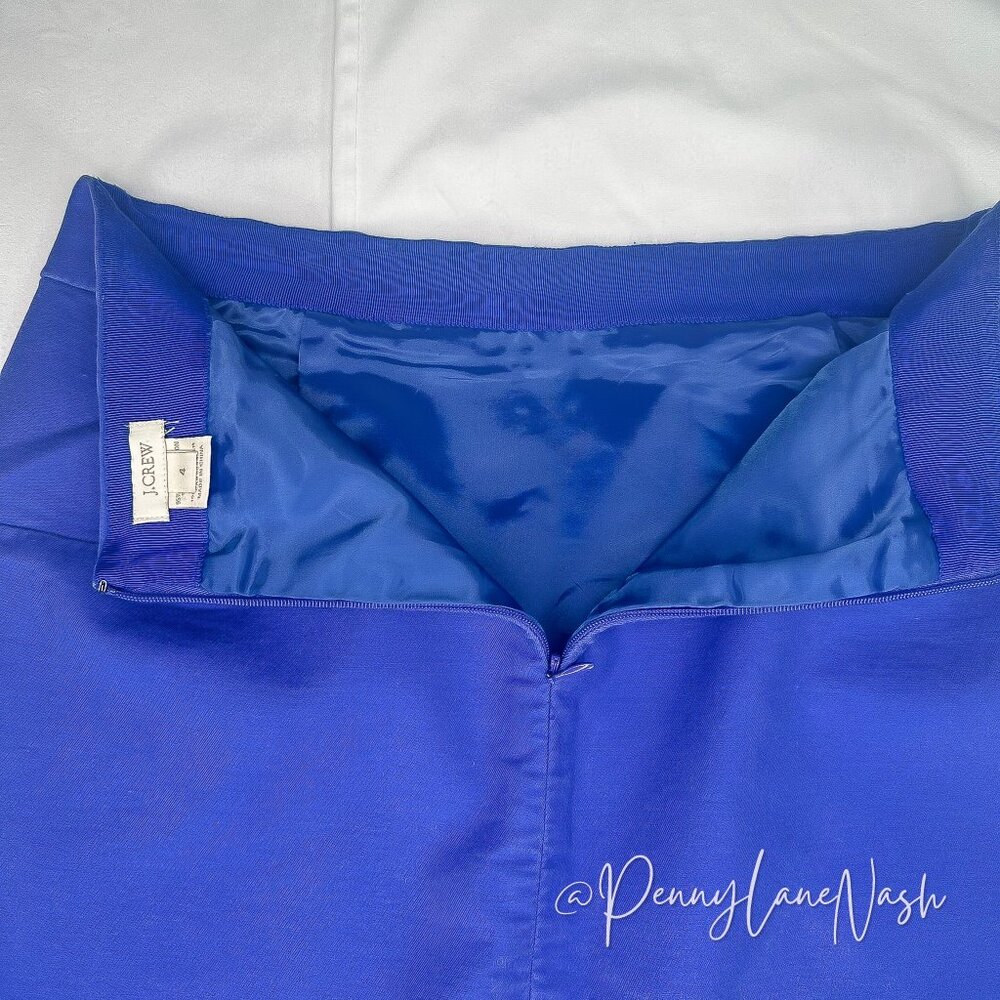 J.Crew Double Serge Cotton A Line Mini Skirt Size 4 Brilliant Blue - Picture 9 of 10